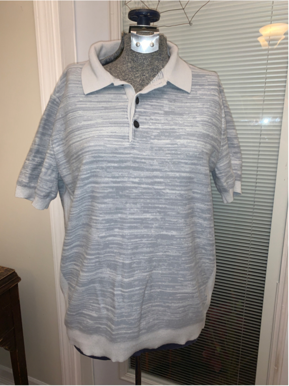Men's Club Monaco Polo Shirt Size S Grey White Heathered Knit